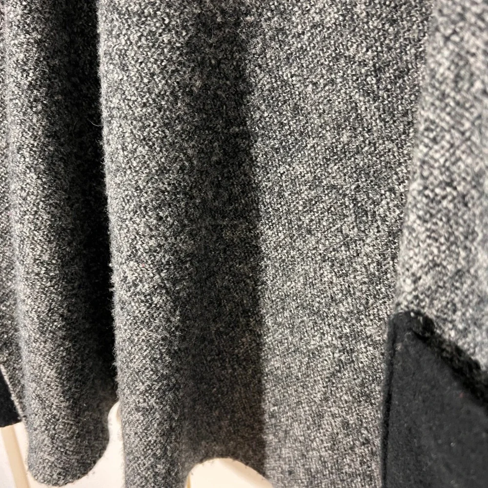 360 Sweater Blanket Cardigan Womens M Black Wool Yak Plaid Open Front‎ Oversized